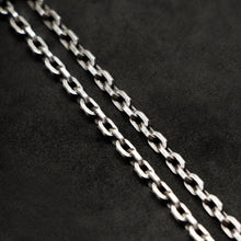 Load image into Gallery viewer, Chain closeup of Code of Power sterling silver chain with endless loop necklace by Caps Brothers