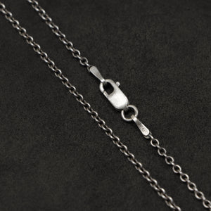 Chain closeup of Journey Sterling Silver necklace with clasp by Caps Brothers