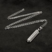 Load image into Gallery viewer, Laying down Code of Friendship hexagonal sterling silver pendant and chain with endless loop necklace featuring Inverted Braille by Caps Brothers