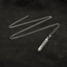 Load image into Gallery viewer, Laying down Code of Wisdom hexagonal sterling silver pendant and chain with endless loop necklace featuring Binary Code by Caps Brothers