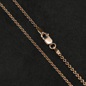 Chain closeup of Journey 18K Rose Gold necklace with clasp by Caps Brothers