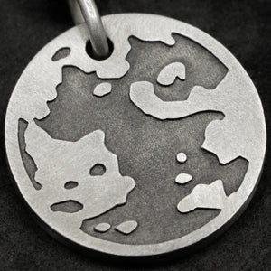 Detail view of Sterling Silver Journey pendant featuring the Map of Humanity as outward journey by Caps Brothers